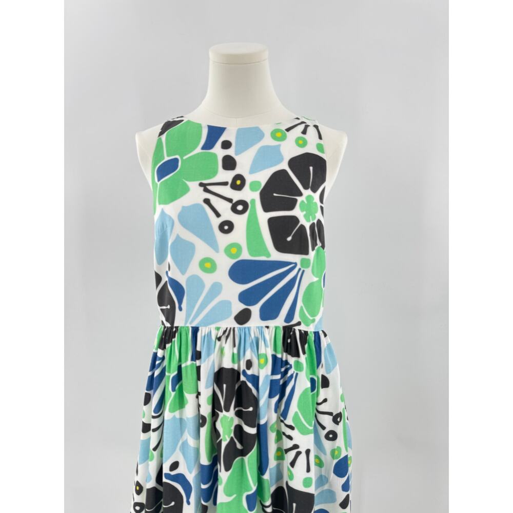 Rachel Antonoff White Mod Floral Dress Sleeveless Black Blue Flowers 10